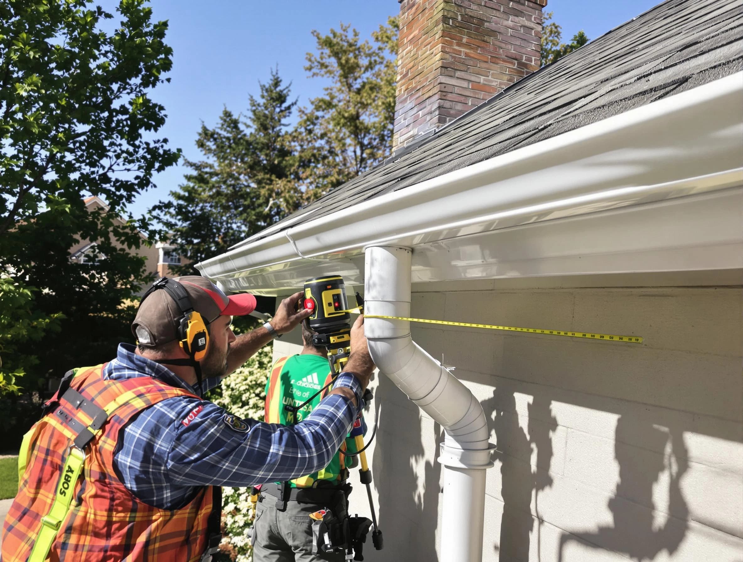 Hudson Roofing Company installing downspouts at a property in Hudson, OH