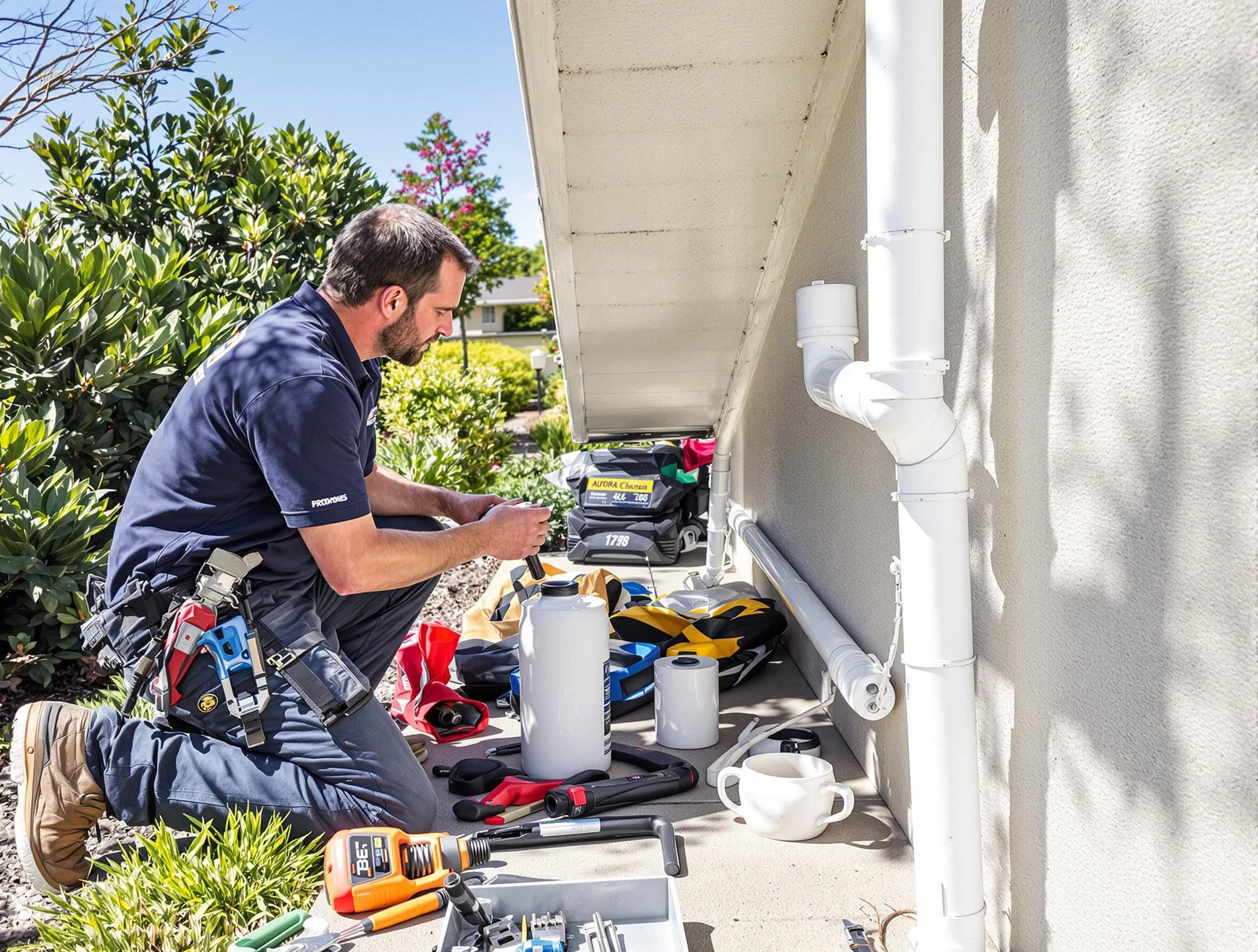 Hudson Roofing Company expert fixing a downspout in Hudson, OH