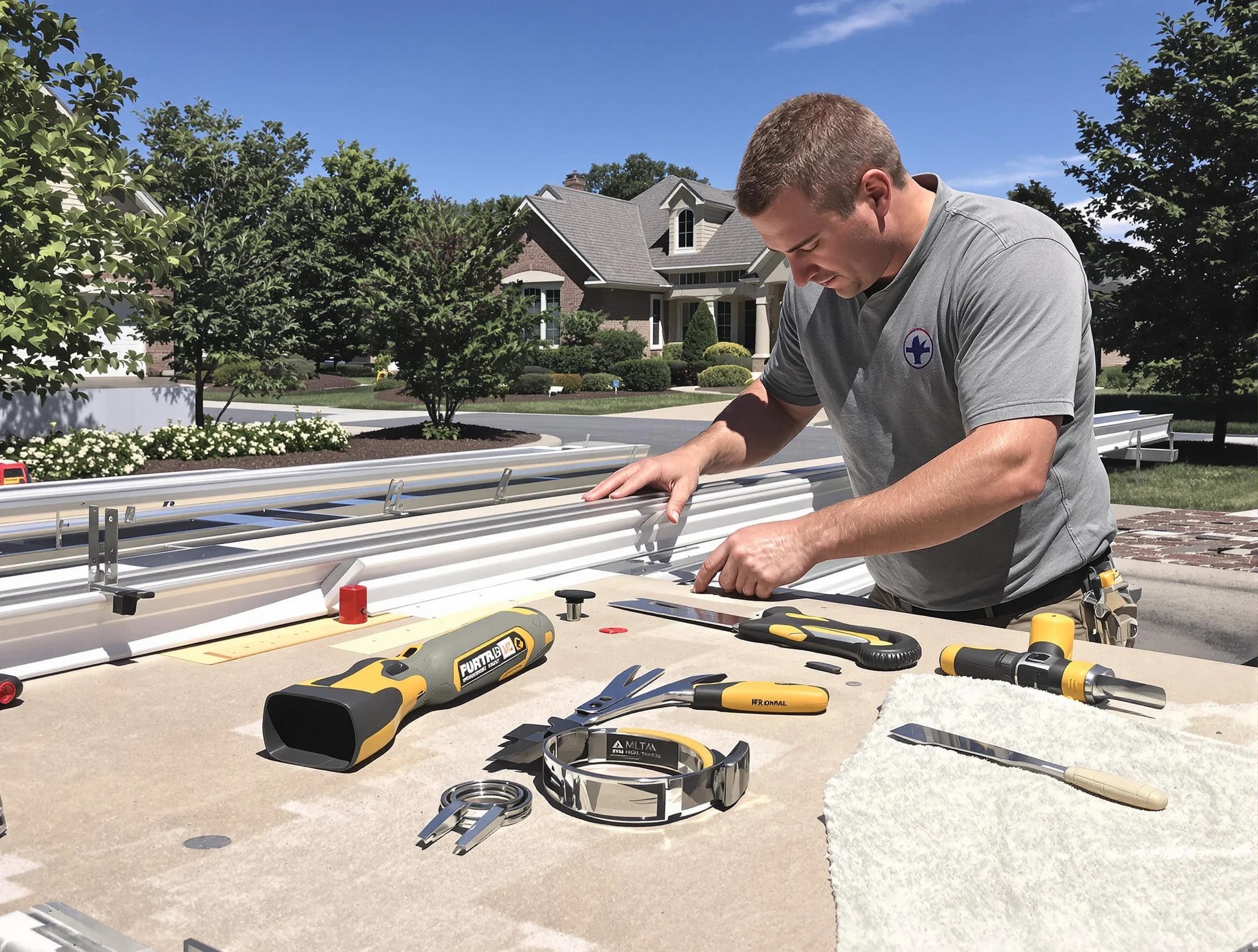 Freshly installed seamless gutter by Hudson Roofing Company in Hudson, OH