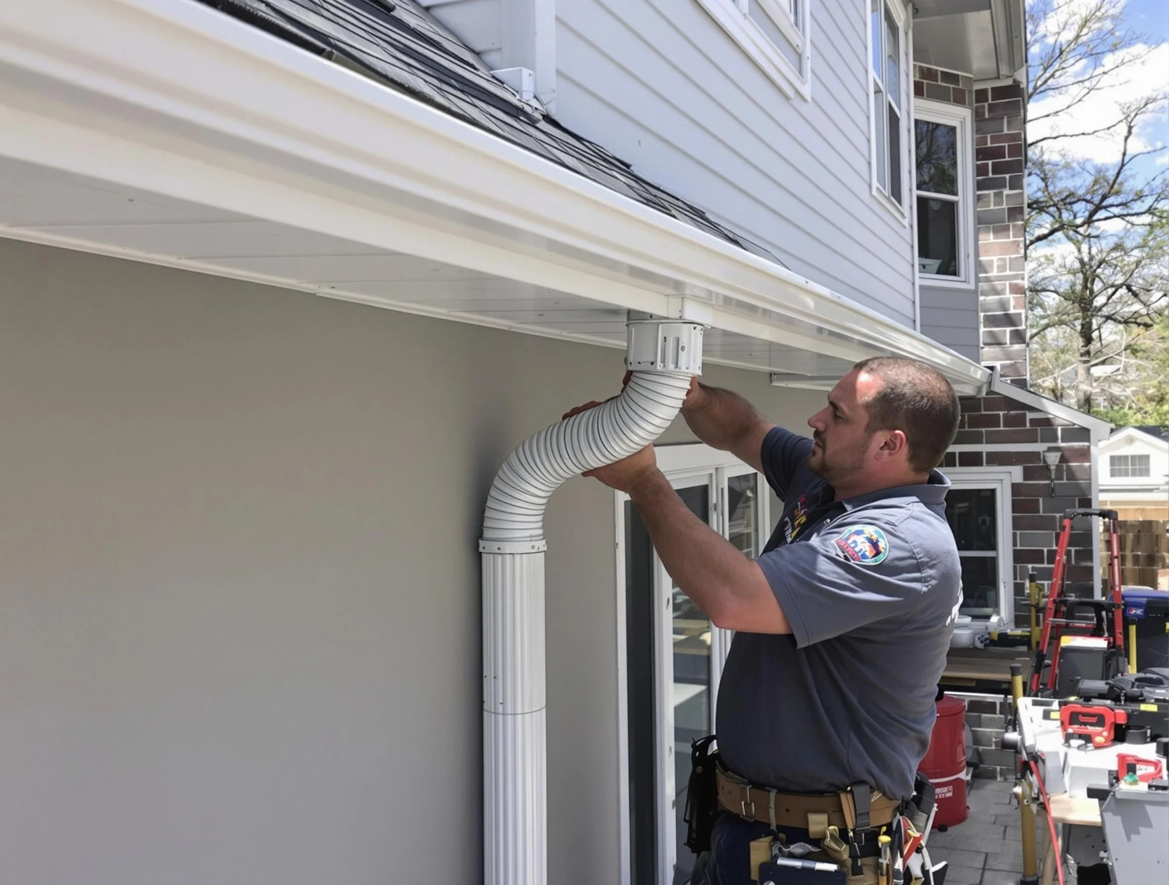 Downspouts installed by Hudson Roofing Company to guide water away in Hudson, OH